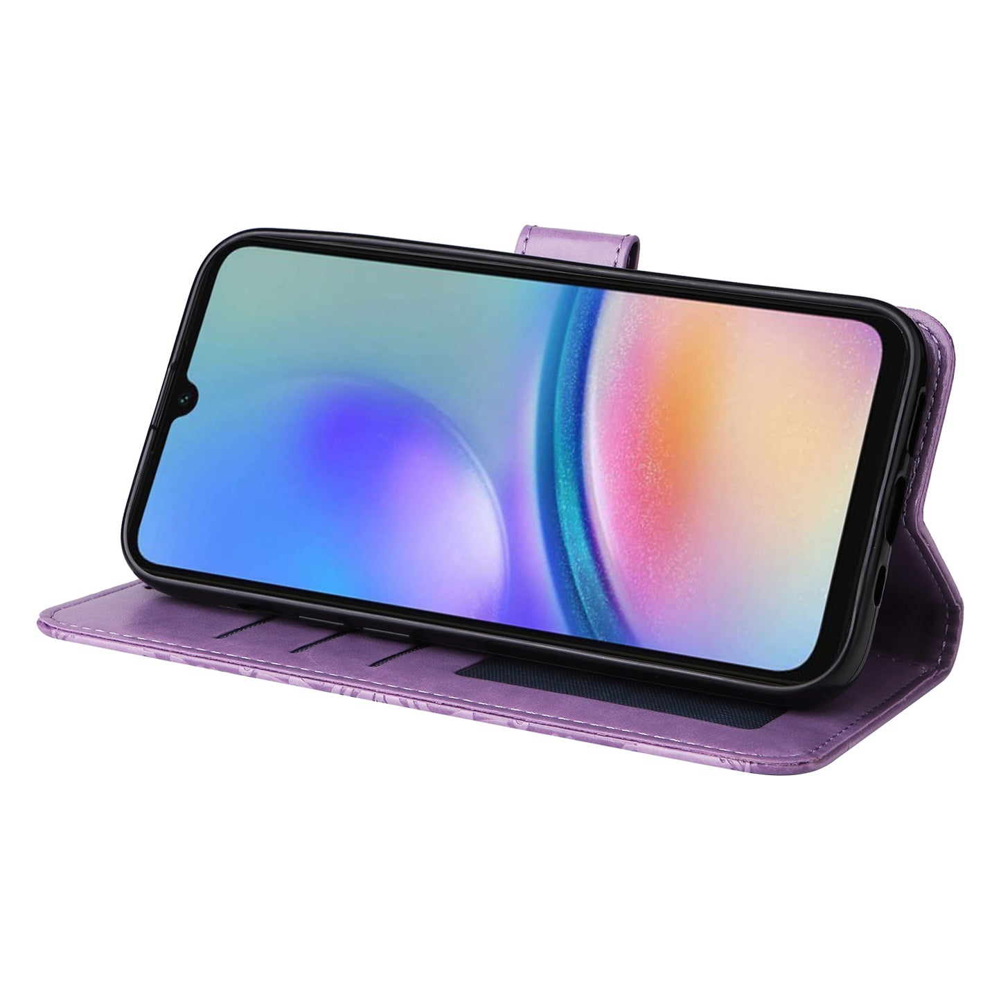 Samsung Galaxy A05s Sunflower Embossed Leather Wallet Phone Case with Kickstand and Card Holder