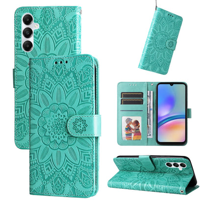 Samsung Galaxy A05s Sunflower Embossed Leather Wallet Phone Case with Kickstand and Card Holder