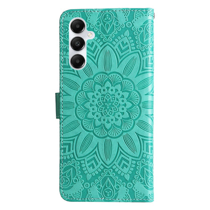 Samsung Galaxy A05s Sunflower Embossed Leather Wallet Phone Case with Kickstand and Card Holder
