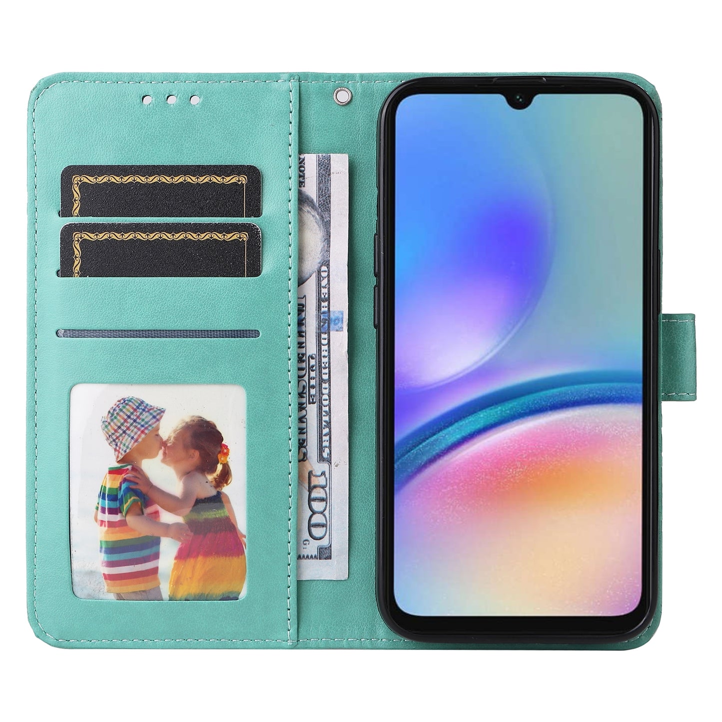 Samsung Galaxy A05s Sunflower Embossed Leather Wallet Phone Case with Kickstand and Card Holder