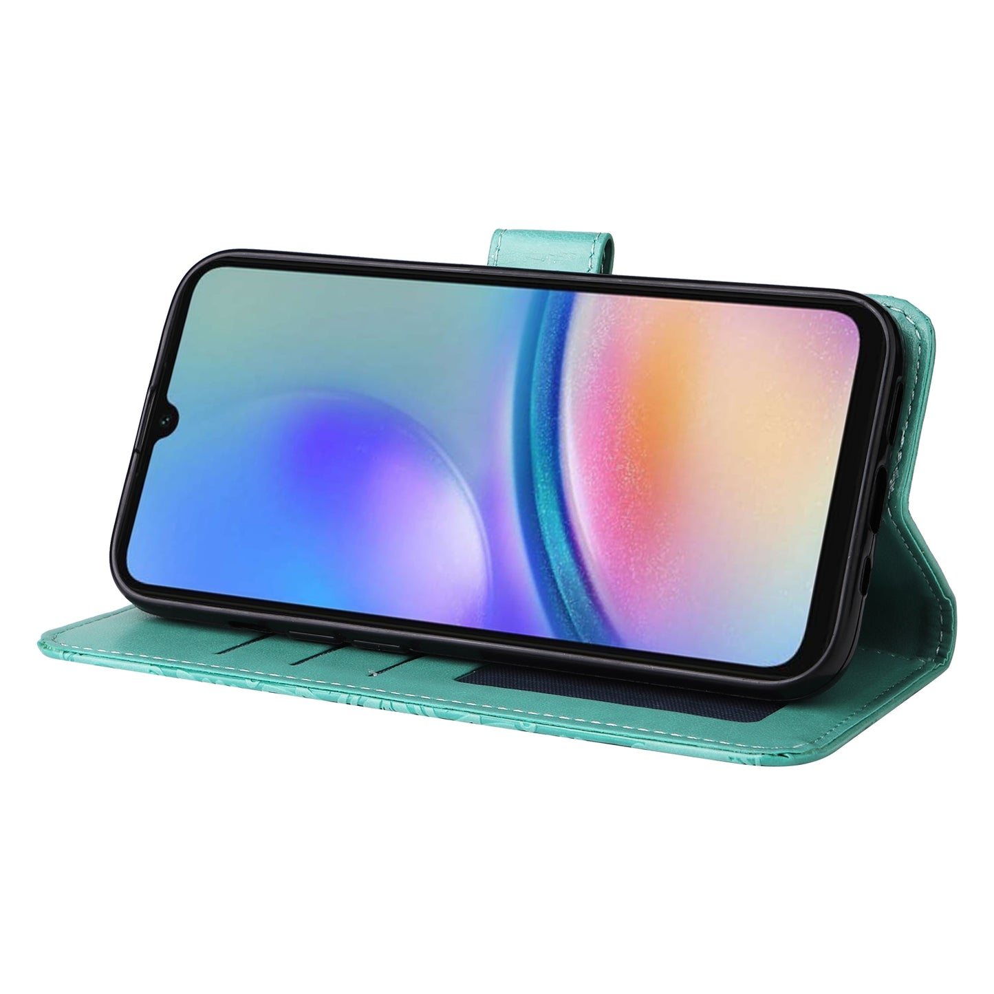 Samsung Galaxy A05s Sunflower Embossed Leather Wallet Phone Case with Kickstand and Card Holder