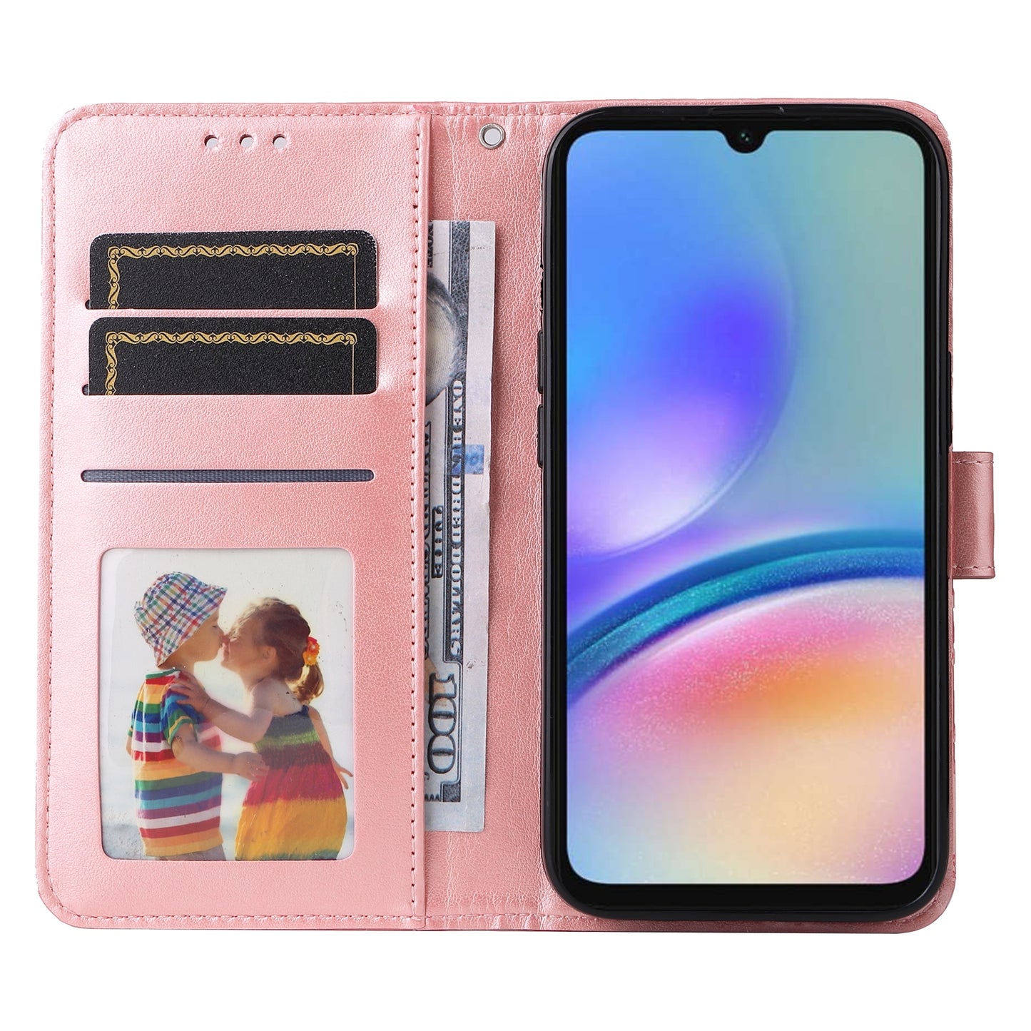 Samsung Galaxy A05s Sunflower Embossed Leather Wallet Phone Case with Kickstand and Card Holder