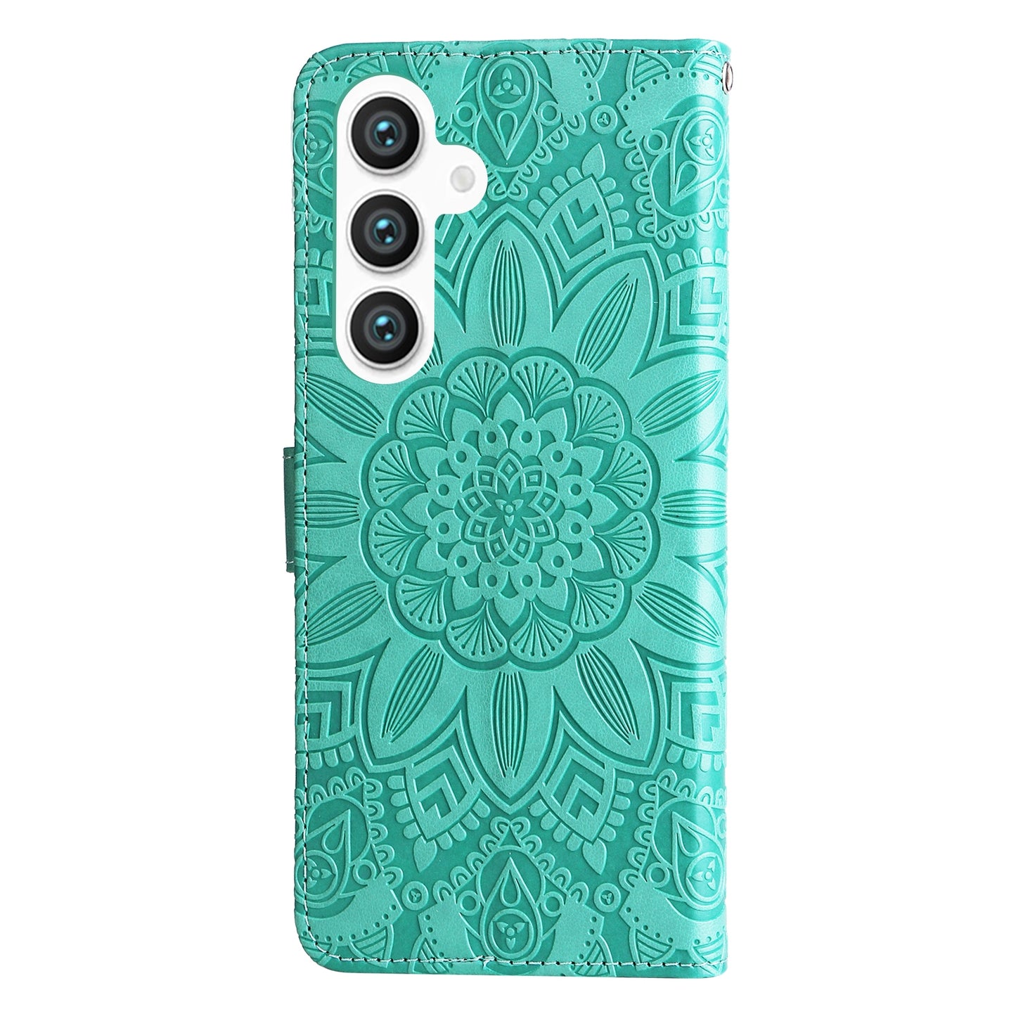 Samsung Galaxy S24 Sunflower Embossed Leather Wallet Phone Case with Kickstand and Card Holder