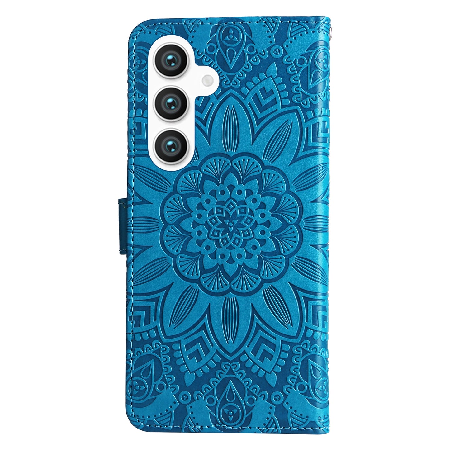 Samsung Galaxy S24+ Sunflower Embossed Leather Wallet Phone Case with Kickstand and Card Holder