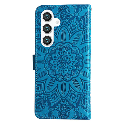 Samsung Galaxy S24+ Sunflower Embossed Leather Wallet Phone Case with Kickstand and Card Holder