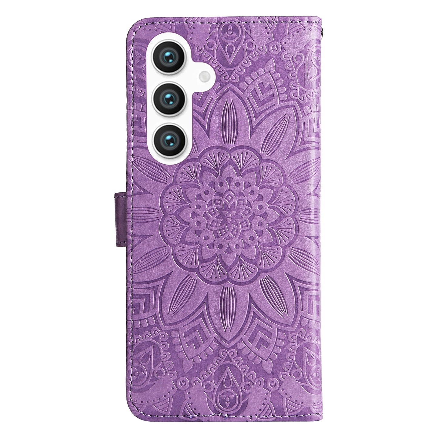 Samsung Galaxy S24+ Sunflower Embossed Leather Wallet Phone Case with Kickstand and Card Holder