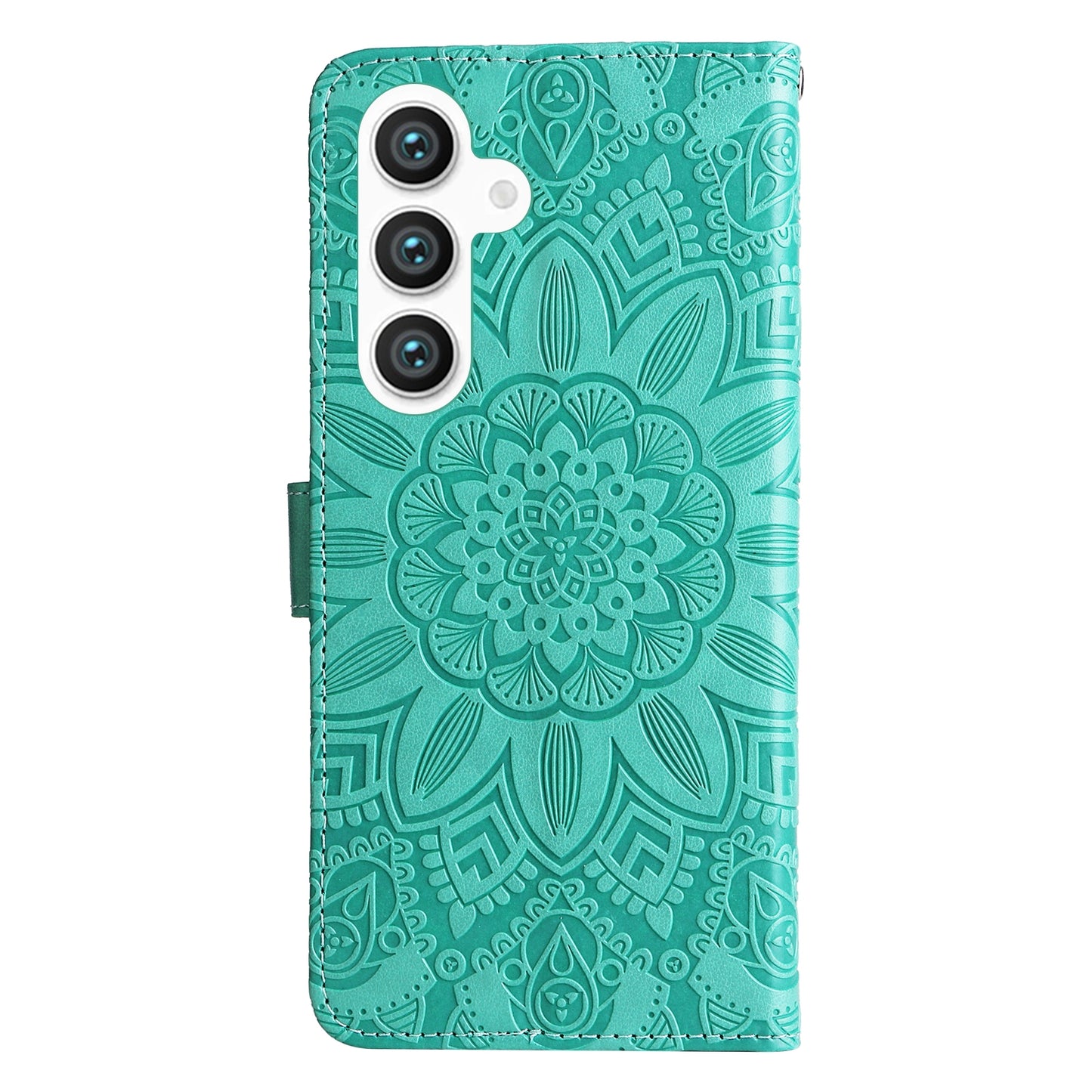 Samsung Galaxy S24+ Sunflower Embossed Leather Wallet Phone Case with Kickstand and Card Holder