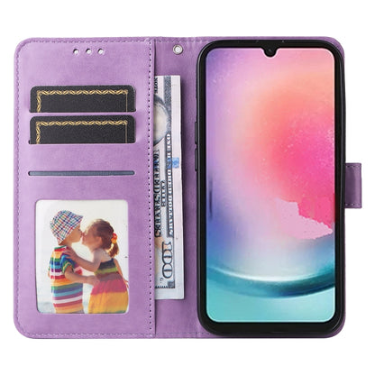 Samsung Galaxy A25 5G Global Sunflower Embossed Leather Wallet Phone Case with Kickstand and Card Holder