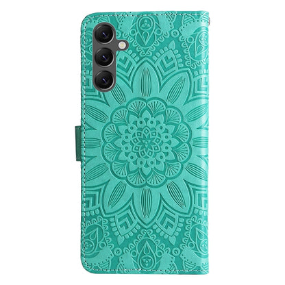 Samsung Galaxy A25 5G Global Sunflower Embossed Leather Wallet Phone Case with Kickstand and Card Holder