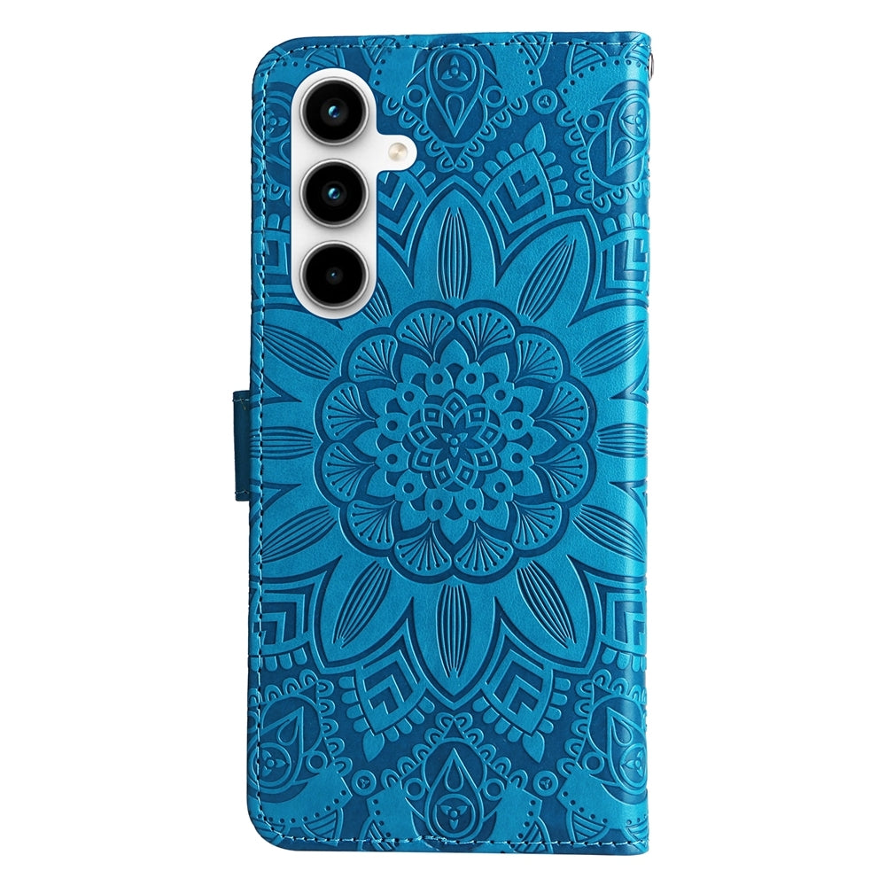 Samsung Galaxy A35 Sunflower Embossed Leather Wallet Phone Case with Kickstand and Card Holder