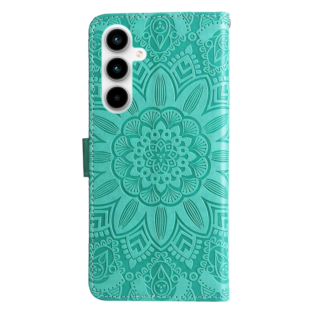 Samsung Galaxy A35 Sunflower Embossed Leather Wallet Phone Case with Kickstand and Card Holder