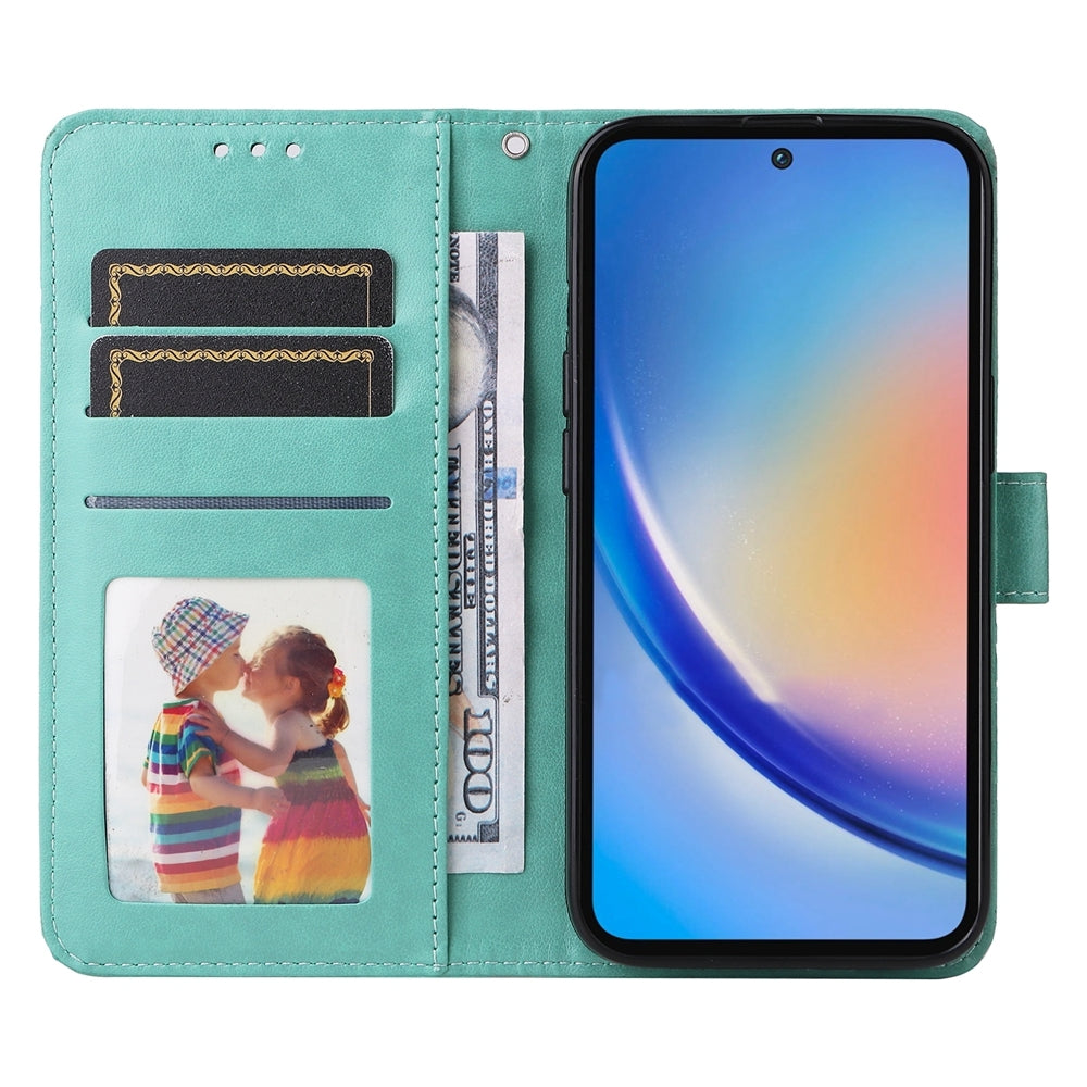 Samsung Galaxy A35 Sunflower Embossed Leather Wallet Phone Case with Kickstand and Card Holder