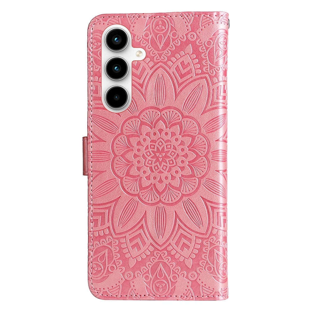 Samsung Galaxy A35 Sunflower Embossed Leather Wallet Phone Case with Kickstand and Card Holder