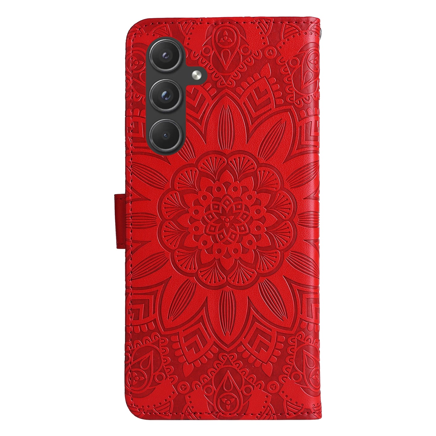 Samsung Galaxy A55 Sunflower Embossed Leather Wallet Phone Case with Kickstand and Card Holder