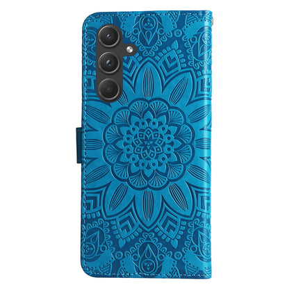 Samsung Galaxy A55 Sunflower Embossed Leather Wallet Phone Case with Kickstand and Card Holder