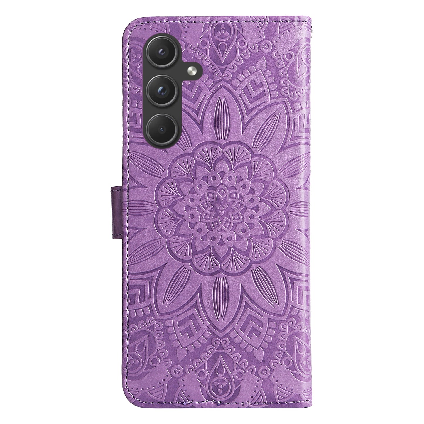 Samsung Galaxy A55 Sunflower Embossed Leather Wallet Phone Case with Kickstand and Card Holder