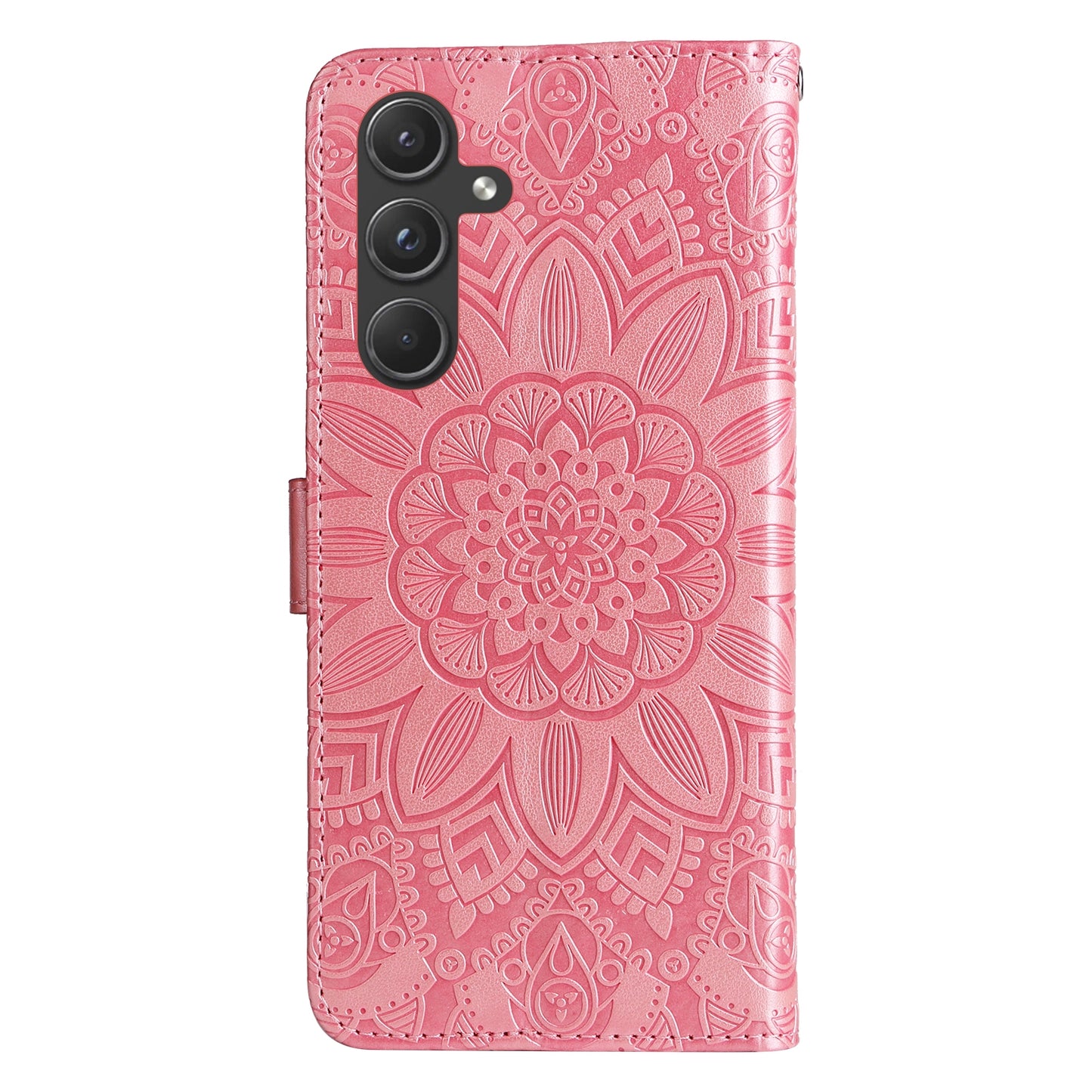 Samsung Galaxy A55 Sunflower Embossed Leather Wallet Phone Case with Kickstand and Card Holder