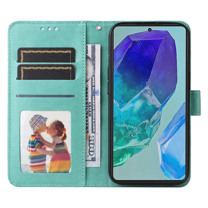 Samsung Galaxy M55 5G Sunflower Embossed Leather Wallet Phone Case with Kickstand and Card Holder