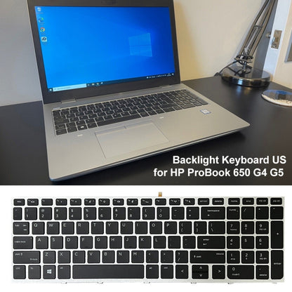 HP ProBook 650 G4 Backlit Keyboard Replacement - US Version, Silver Frame, Professional Installation Recommended