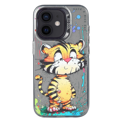 iPhone 12 Case - Animal Oil Painting Design, Durable PC + TPU Cover