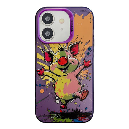 iPhone 12 Case - Animal Oil Painting Design, Durable PC + TPU Cover