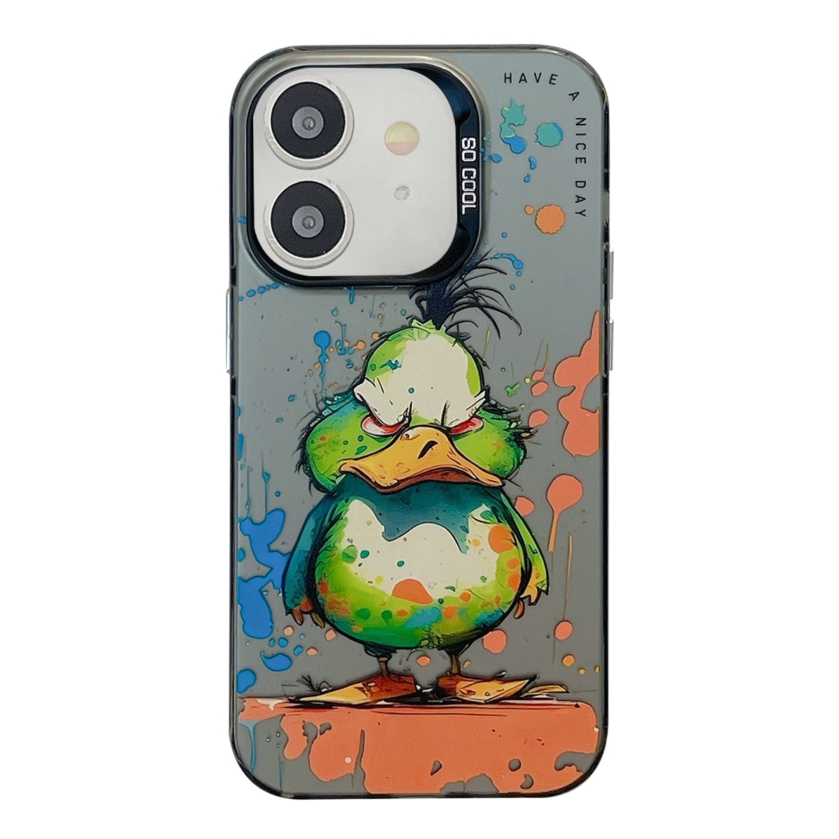 iPhone 12 Case - Animal Oil Painting Design, Durable PC + TPU Cover