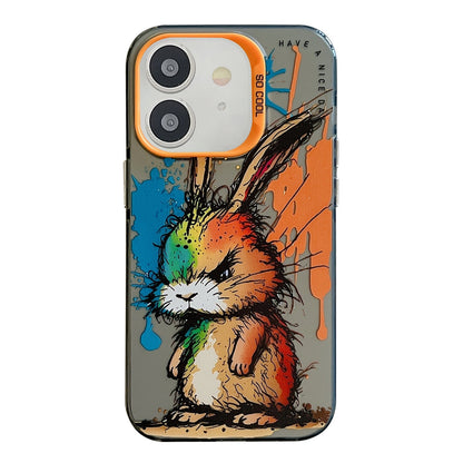 iPhone 12 Case - Animal Oil Painting Design, Durable PC + TPU Cover