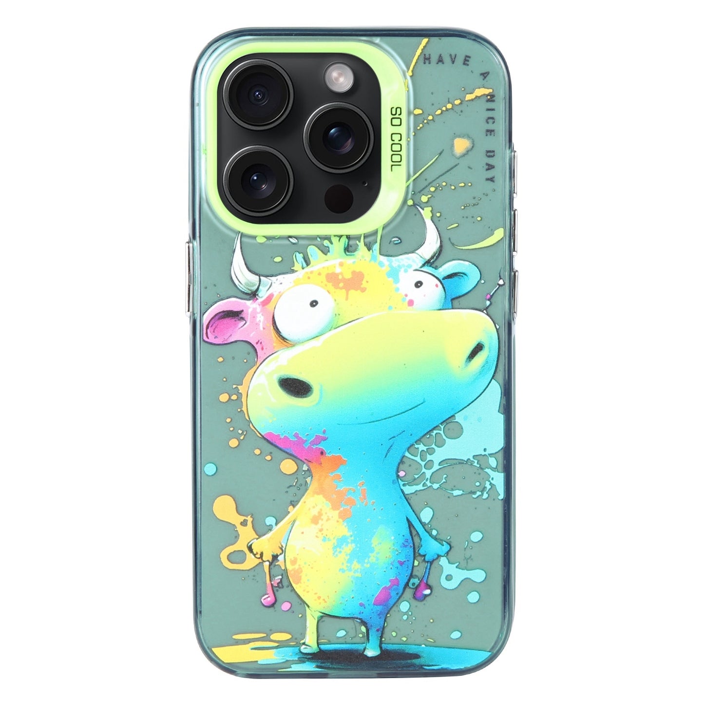 iPhone 15 Pro Max Case - Animal Oil Painting Design, Durable PC + TPU Cover