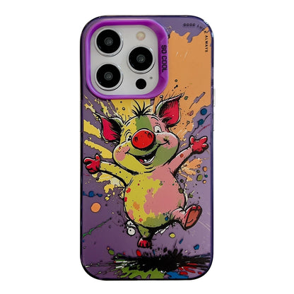 iPhone 15 Pro Max Case - Animal Oil Painting Design, Durable PC + TPU Cover