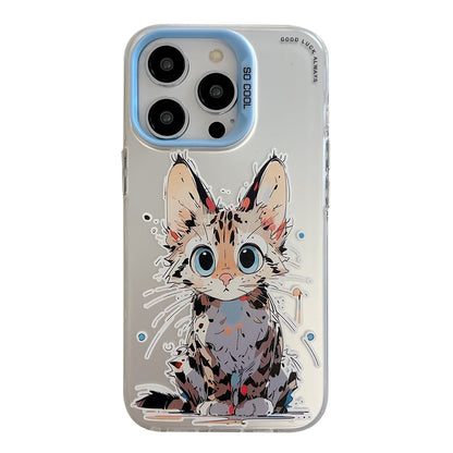 iPhone 15 Pro Max Case - Animal Oil Painting Design, Durable PC + TPU Cover