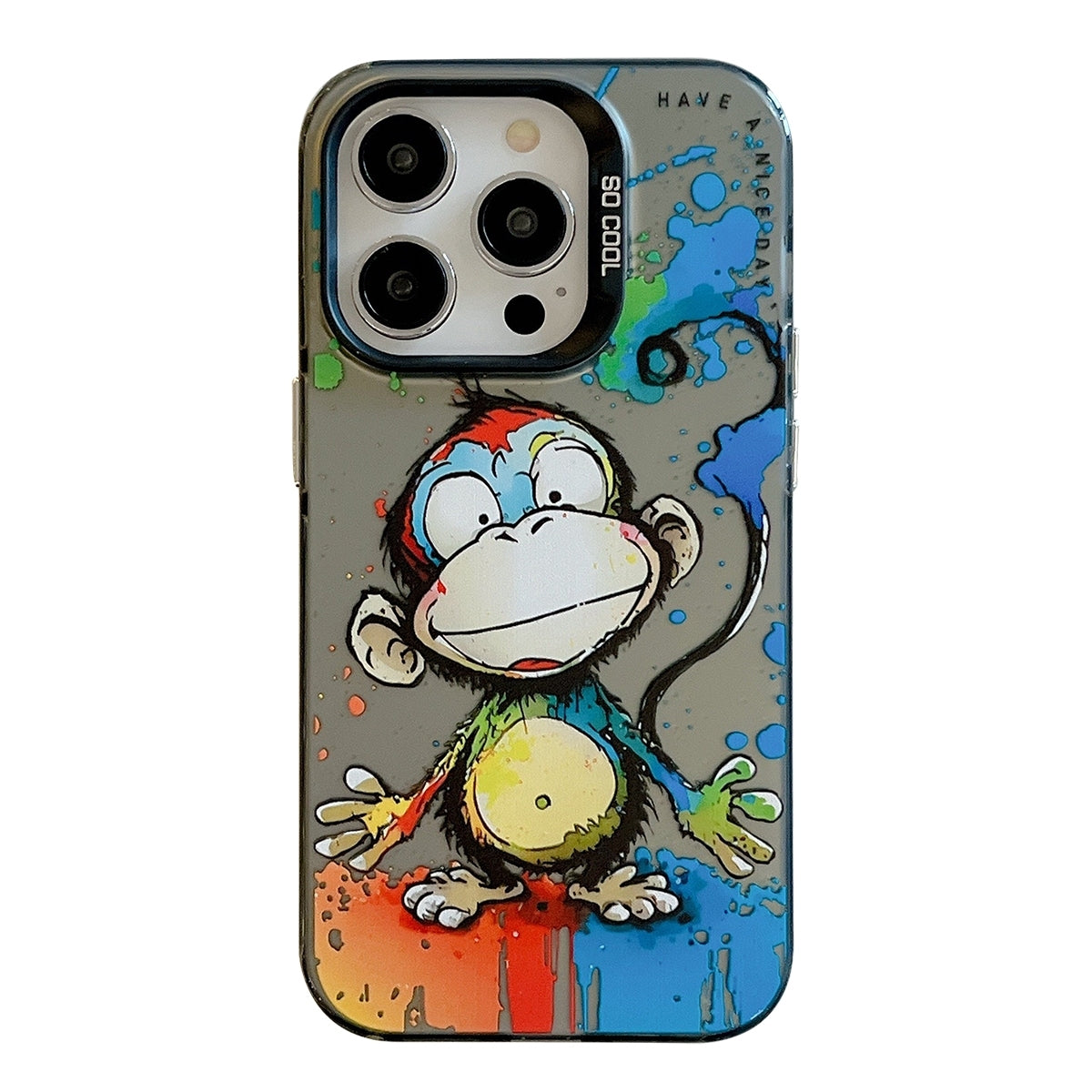 iPhone 15 Pro Max Case - Animal Oil Painting Design, Durable PC + TPU Cover