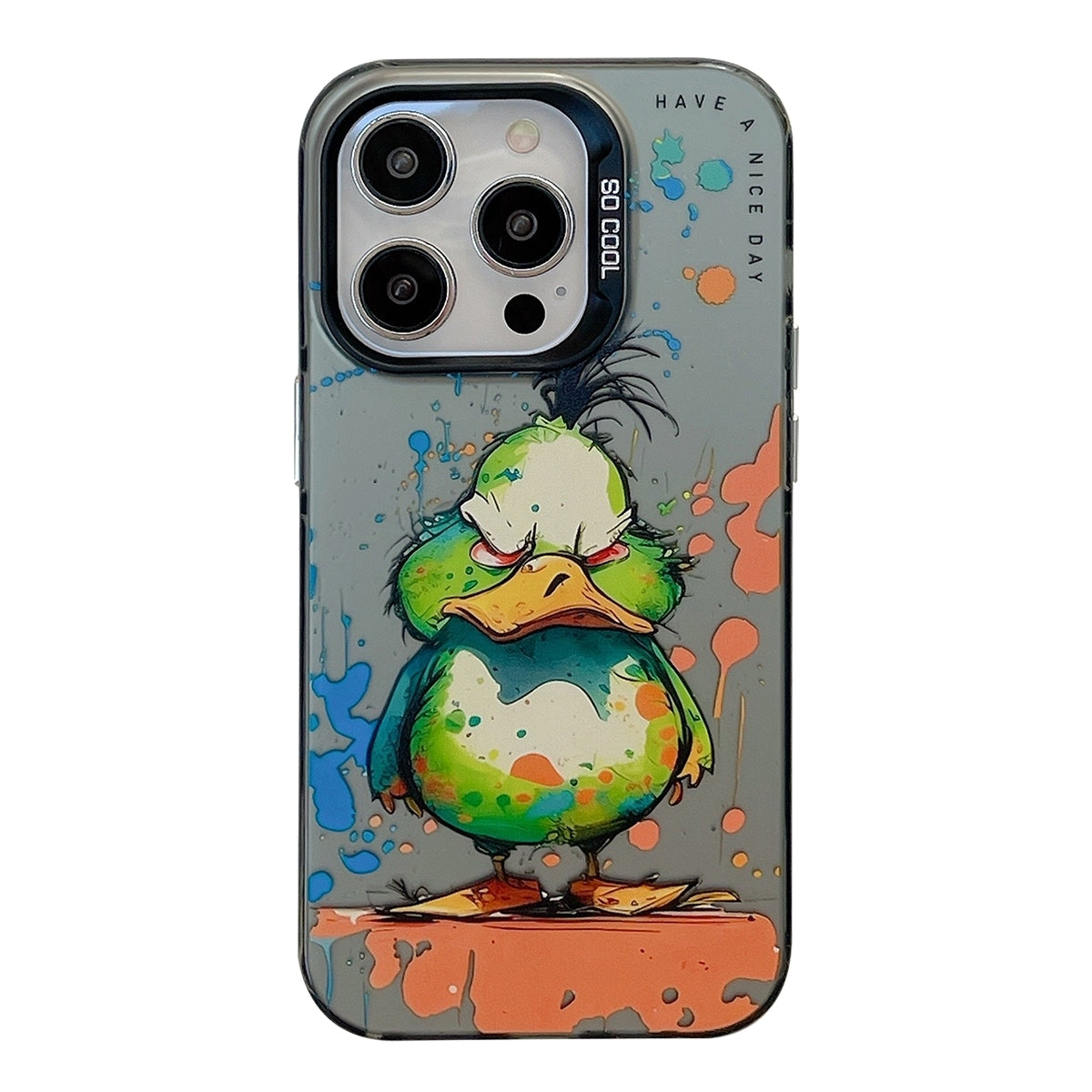 iPhone 15 Pro Max Case - Animal Oil Painting Design, Durable PC + TPU Cover