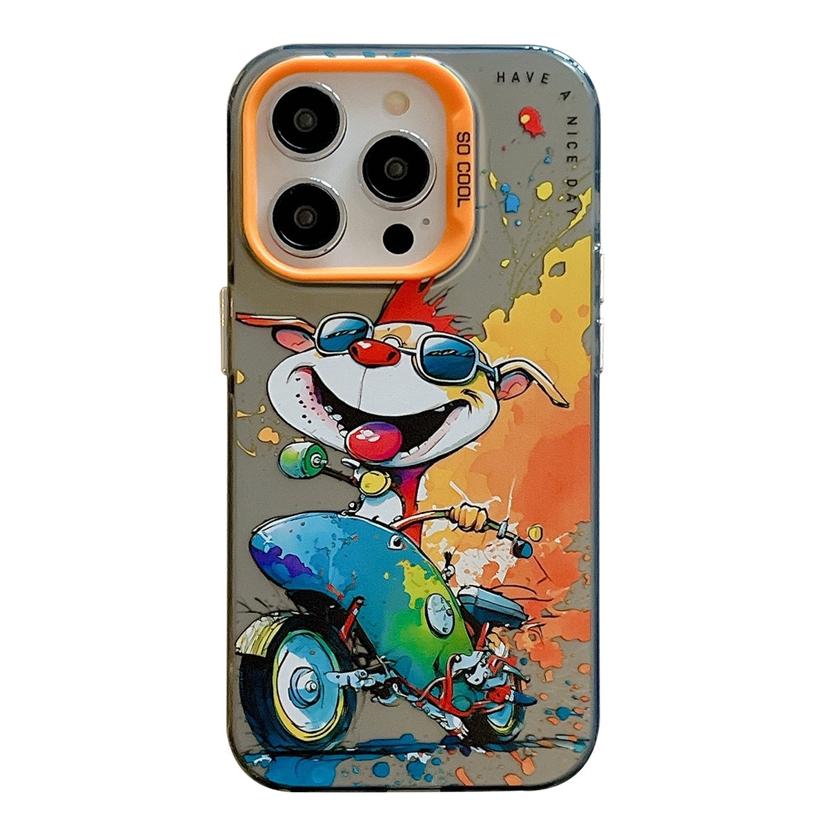 iPhone 15 Pro Max Case - Animal Oil Painting Design, Durable PC + TPU Cover