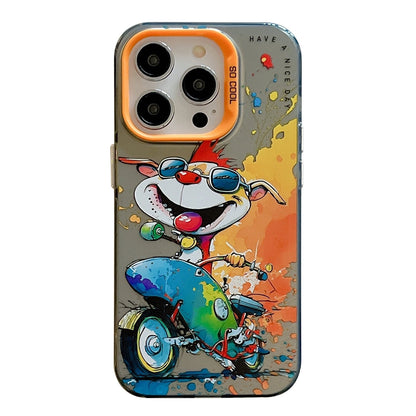 iPhone 15 Pro Case - Animal Oil Painting Design, Durable PC + TPU Cover