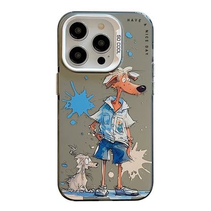 iPhone 15 Pro Max Case - Animal Oil Painting Design, Durable PC + TPU Cover