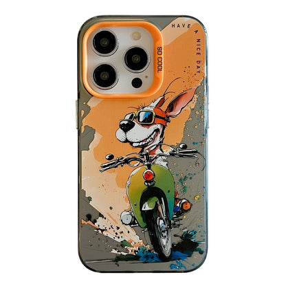 iPhone 15 Pro Max Case - Animal Oil Painting Design, Durable PC + TPU Cover