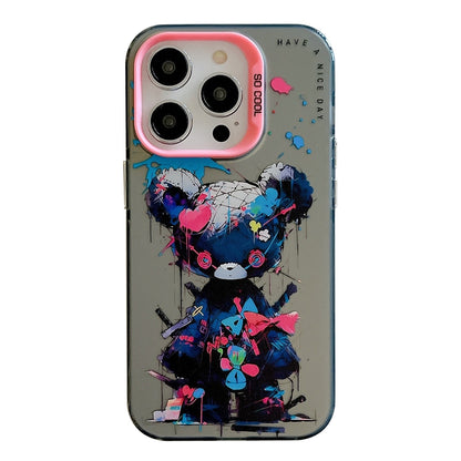 iPhone 15 Pro Max Case - Animal Oil Painting Design, Durable PC + TPU Cover