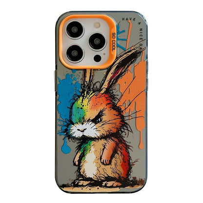 iPhone 15 Pro Max Case - Animal Oil Painting Design, Durable PC + TPU Cover