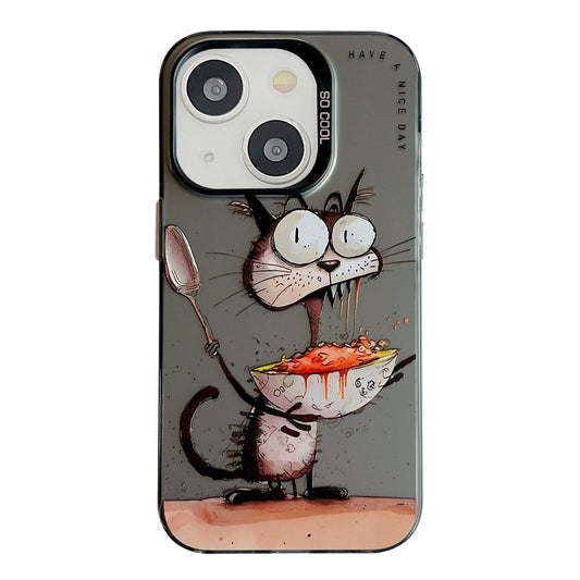 iPhone 15 Plus Case - Animal Oil Painting Design, Durable PC + TPU Cover