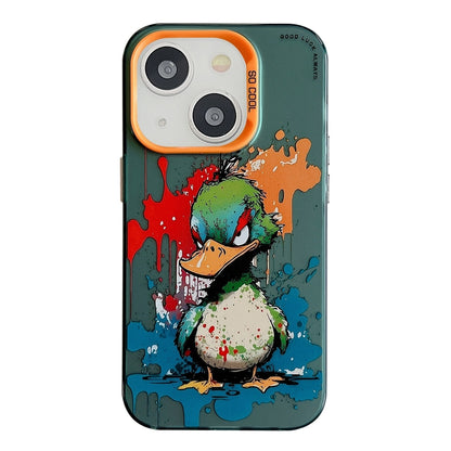 iPhone 15 Plus Case - Animal Oil Painting Design, Durable PC + TPU Cover