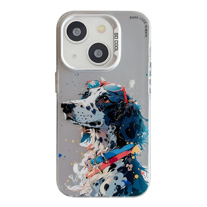 iPhone 15 Plus Case - Animal Oil Painting Design, Durable PC + TPU Cover