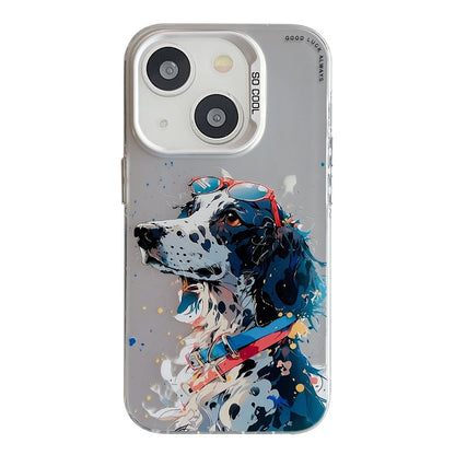 iPhone 15 Case - Animal Oil Painting Design, Durable PC + TPU Cover