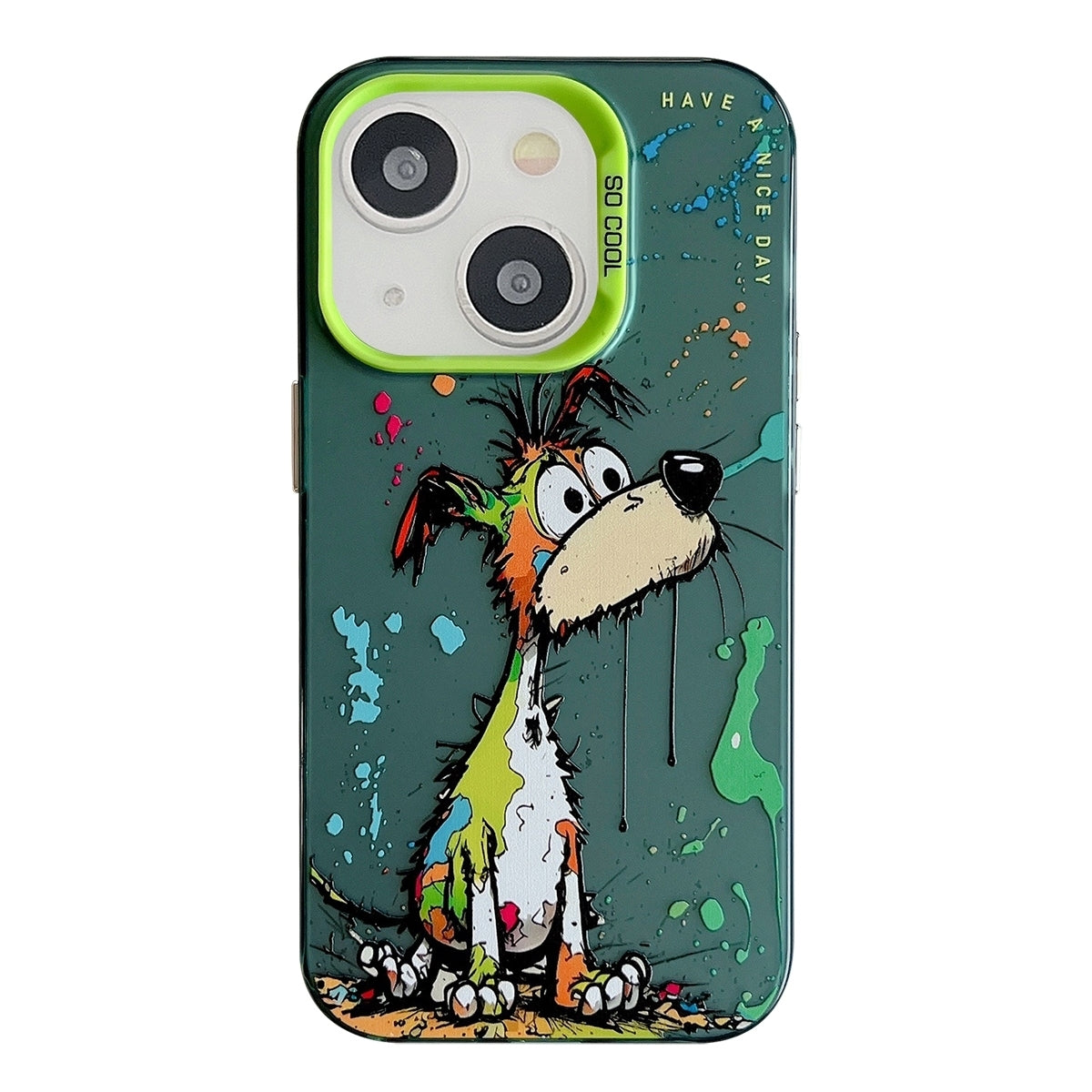 iPhone 15 Plus Case - Animal Oil Painting Design, Durable PC + TPU Cover