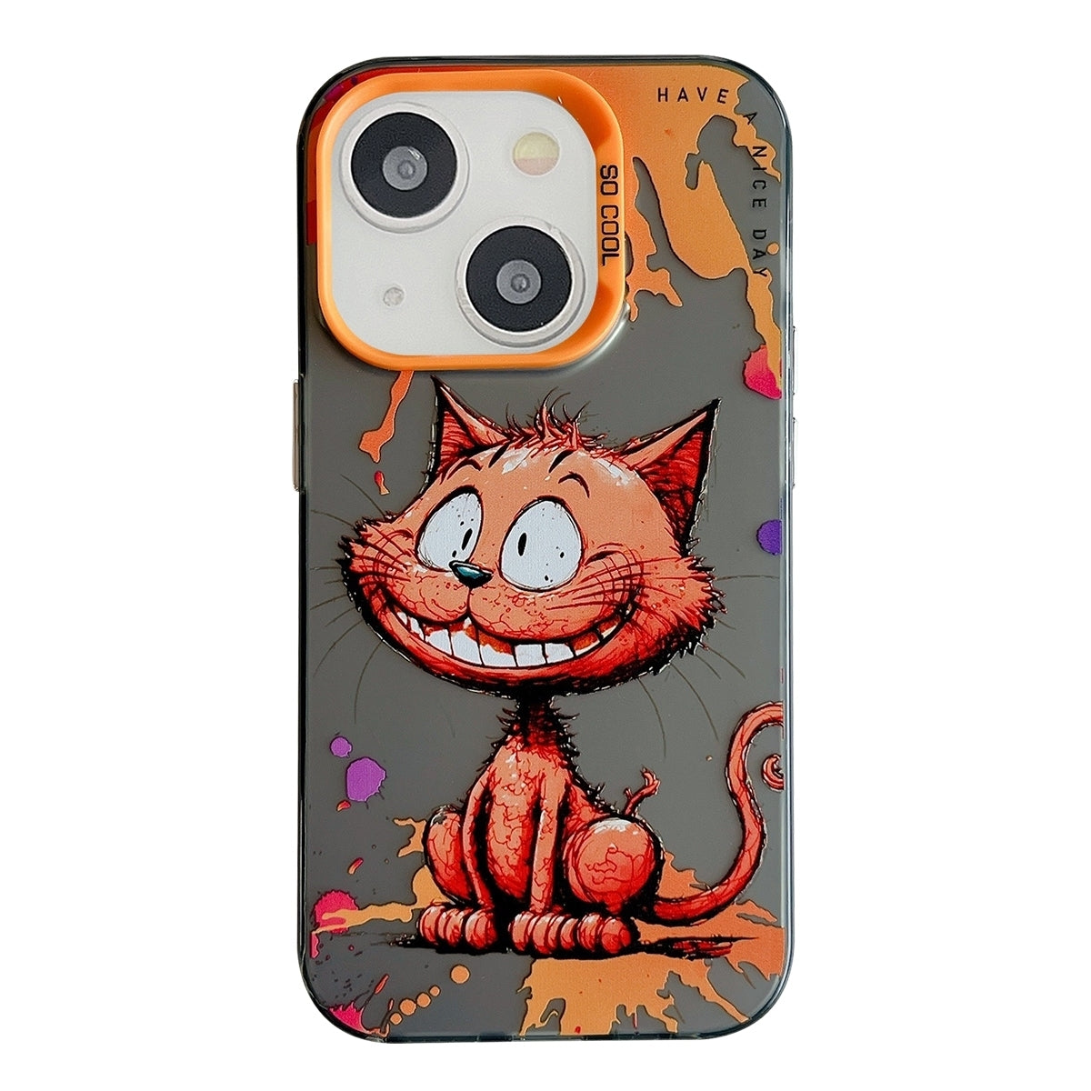 iPhone 15 Plus Case - Animal Oil Painting Design, Durable PC + TPU Cover