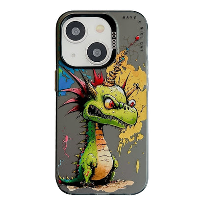 iPhone 15 Plus Case - Animal Oil Painting Design, Durable PC + TPU Cover