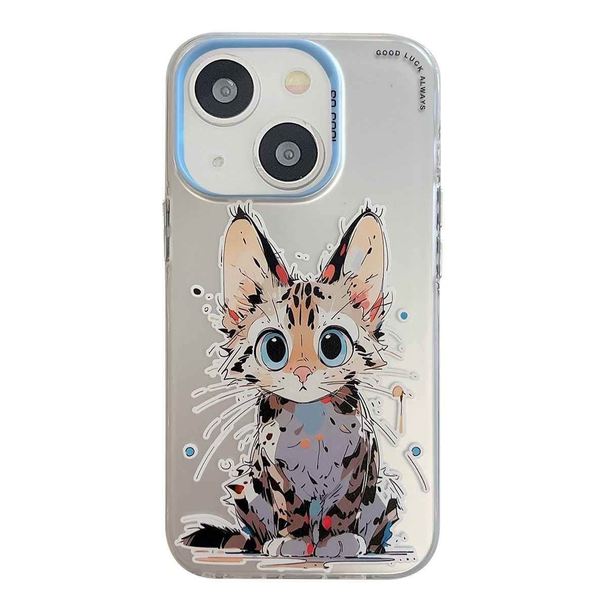 iPhone 15 Plus Case - Animal Oil Painting Design, Durable PC + TPU Cover