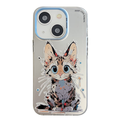 iPhone 15 Plus Case - Animal Oil Painting Design, Durable PC + TPU Cover