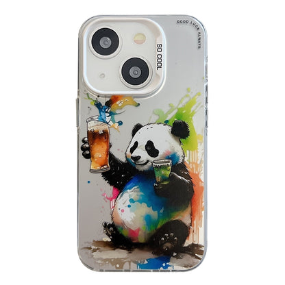 iPhone 15 Plus Case - Animal Oil Painting Design, Durable PC + TPU Cover