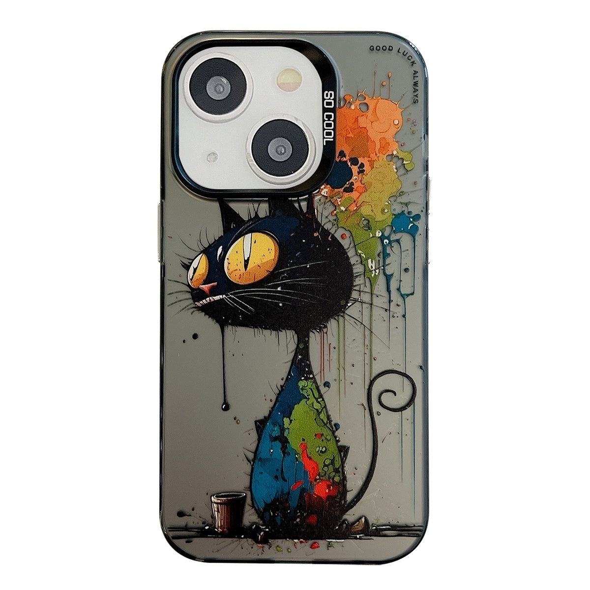 iPhone 15 Plus Case - Animal Oil Painting Design, Durable PC + TPU Cover