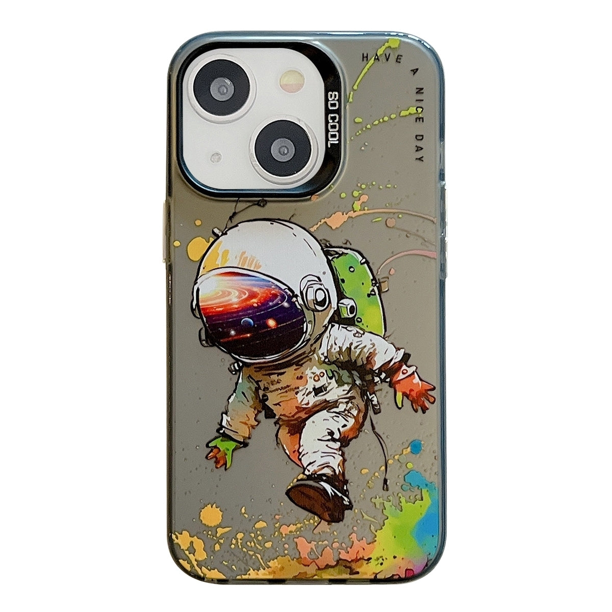 iPhone 14 Case - Animal Oil Painting Design, Durable PC + TPU Cover